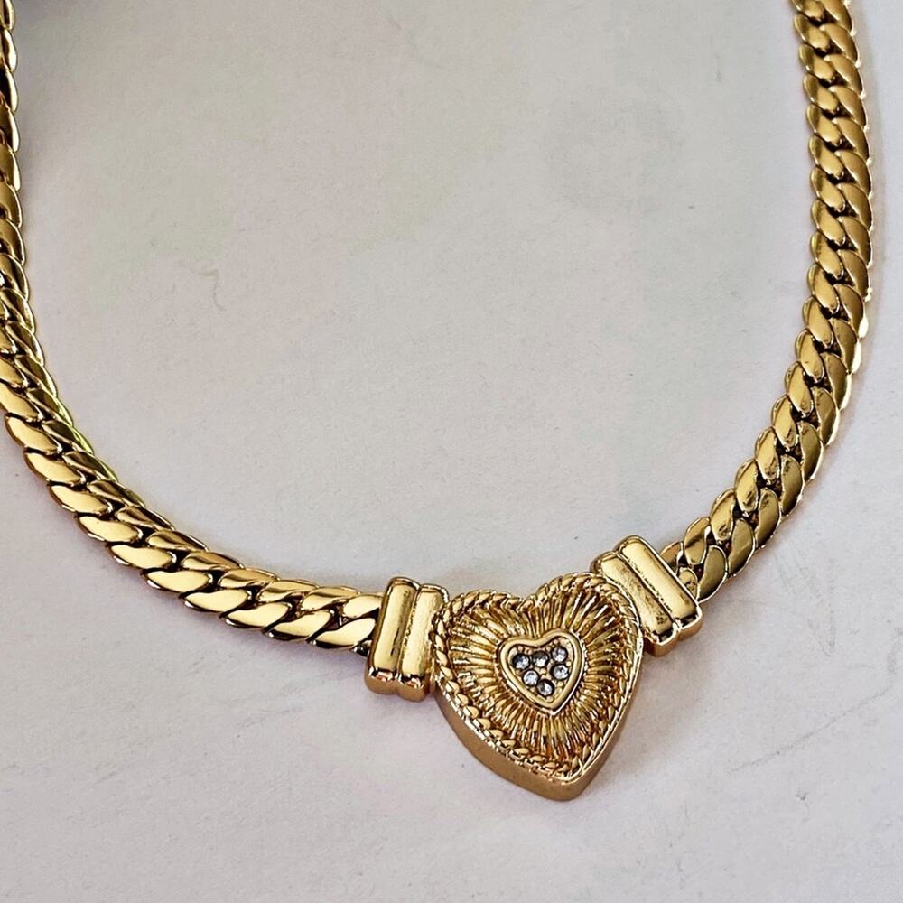 NEW Rhinestone Heart On Snake Chain - Picture 7 of 15